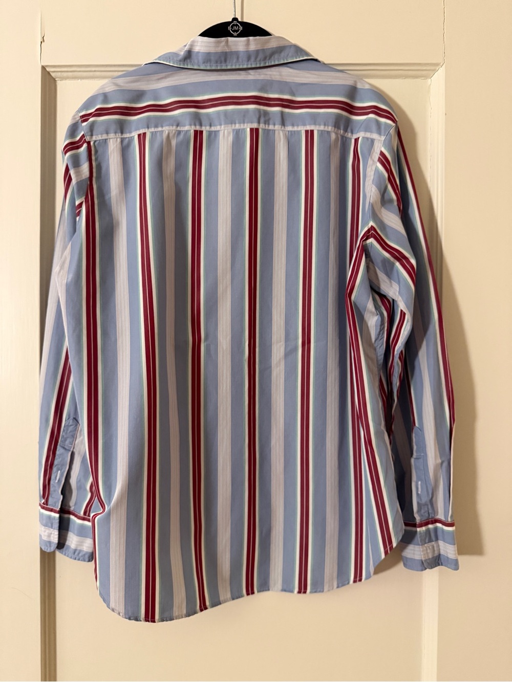Frank & Eileen “Eileen” Striped Button-Up Shirt in Light Blue & Burgundy - Picture 2 of 4
